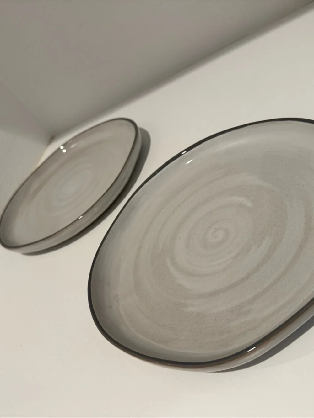 4 Hearth & Hand Gray Reactive Glaze Swirl Ceramic Set of Salad Plates